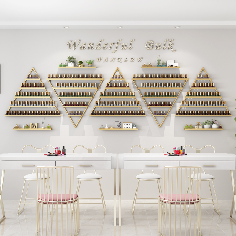 Nail shop nail tank display frame wall wall wall iron nail nail gel shelf triangle shelf