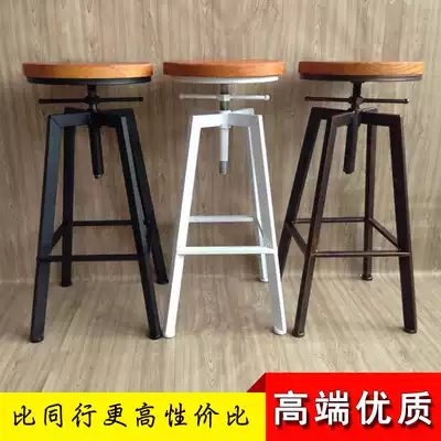 Special price round stool American dining stool home solid wood high foot bar stool high bench chair adjustment creative stool high chair