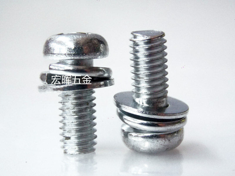 Three combined screws PM6*15 spot carbon steel galvanized mechanical screws Cross round head screws PM6*10*8