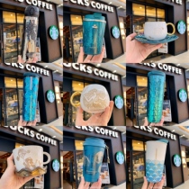 Starbucks anniversary goddess marine fish scales mug thermos hot air balloon glass coffee Moon rabbit stainless steel