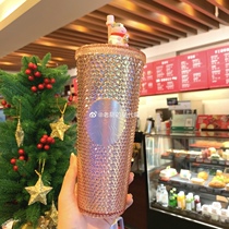 Starbucks 2021 New Year New Year Zodiac Coral Powder Diamond Plastic Suction Cup 710mL Pink Durian Cup
