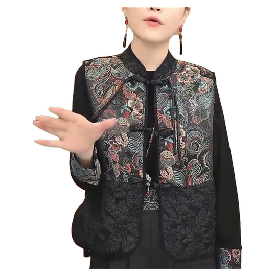 Plus size women's clothing plus size 2025 autumn and winter loose new Chinese style vest plus velvet jacket casual top vest