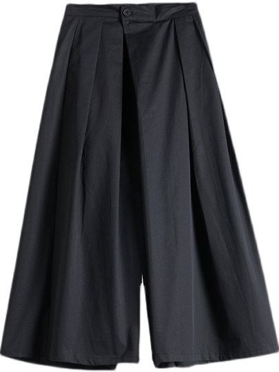 Japan's high-end foreign trade export brand cut label spring and summer wide-leg pants with high waist design pleated A-type nine-point pants skirt
