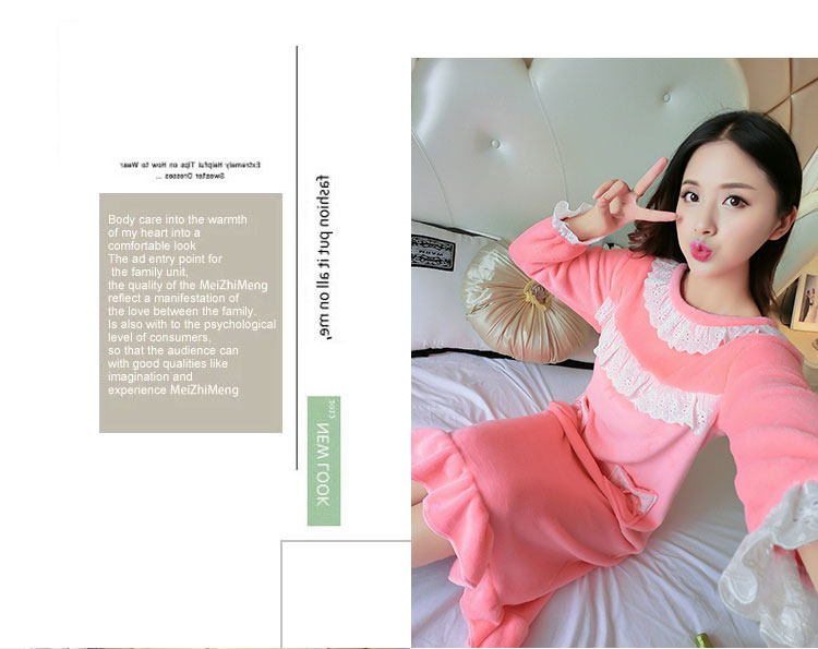 Bộ đồ ngủ flannel dài tay mùa thu và mùa đông dài gợi cảm mùa thu ngọt ngào và đáng yêu shop đầm đẹp