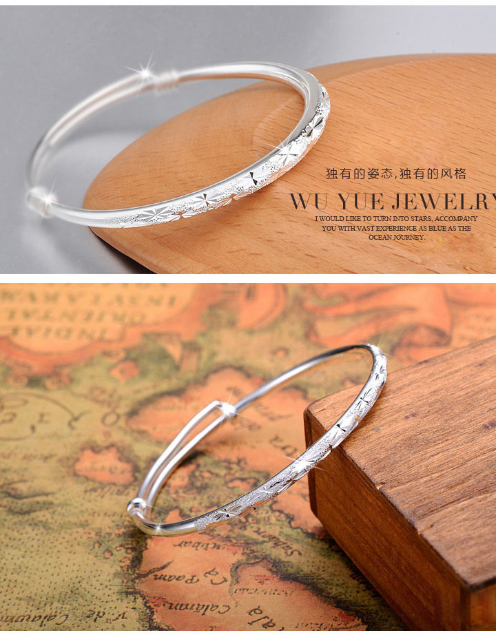 Vòng tay bạc 999 Sterling Bạc Nữ Hàn Quốc Sinh viên đơn giản Cặp vợ chồng hoang dã Rose Gold Net Vòng đeo tay bạc Trang sức bạc vòng trầm hương