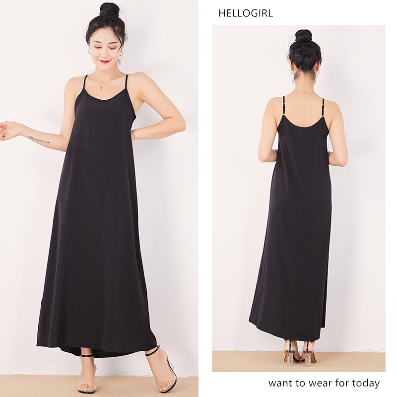 Black Pullover Women's Mid-Length Sleeveless Loose-Fitting Plus-Size Hanfu Underskirt That Reaches the Ankle