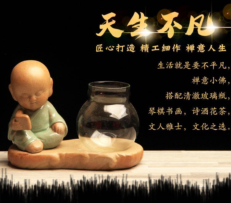 Phật giáo thủy canh và thư pháp Zen Zen nhỏ Phật văn phòng chậu hoa máy tính để bàn gửi bình thủy tinh gốm hoa chậu - Vase / Bồn hoa & Kệ chậu ốp tường