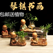 Phật giáo thủy canh và thư pháp Zen Zen nhỏ Phật văn phòng chậu hoa máy tính để bàn gửi bình thủy tinh gốm hoa chậu - Vase / Bồn hoa & Kệ