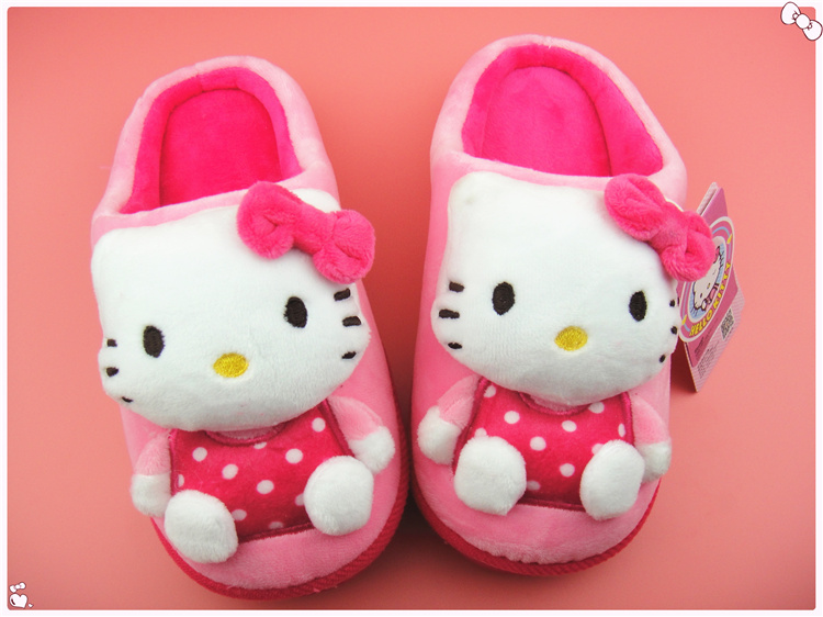 Pantoufles enfants en suède HELLOKITTY pour hiver - semelle caoutchouc antidérapant - Ref 1003554 Image 14