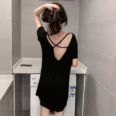 Modal pure cotton night dress female summer 2021 new night fire skirt sexy ice silk thin pajamas home clothes