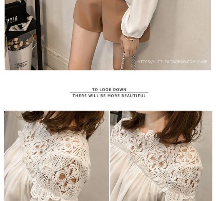Áo mùa thu 2018 phiên bản Hàn Quốc mới của size lớn chất béo mm ren khâu áo sơ mi gas ngoại nhỏ sơ mi dài tay voan nữ áo sơ mi nữ đẹp