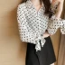 Áo sơ mi nữ đầu thu 2018 mới Han Fan in áo voan dài tay Hồng Kông hương lỏng sang trọng áo sóng thủy triều Áo sơ mi