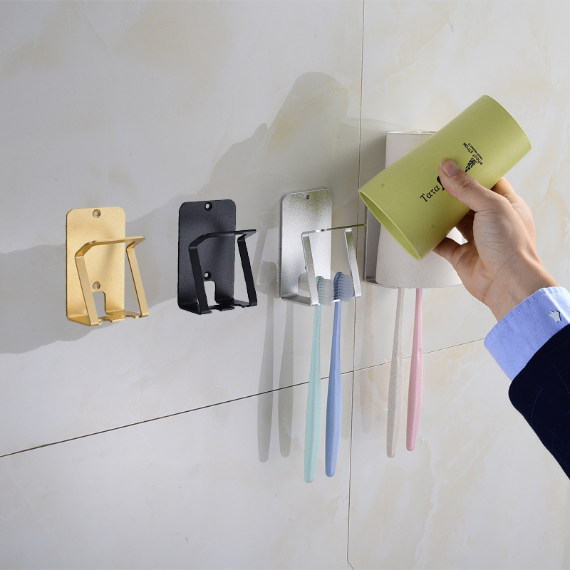 Toothbrush storage shelf Hole-free brushing cup Wall-mounted powder room suction wall-mounted storage tooth cylinder set creative