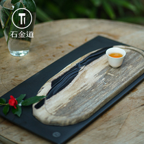 Shi Jindao whole piece of natural Wu Jinshi tea tray Household light luxury modern wooden fossil tea table small high-end stone tea sea