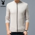 Playboy mùa thu và áo len mùa đông nam áo len màu rắn áo len nam áo len dây kéo cardigan Cardigan