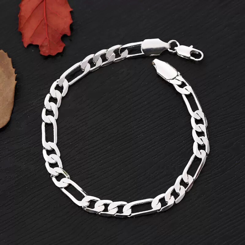 Cross-Border Amazon Men's Bracelet Silver Jewelry Three-To-One Chain Silver-Plated Bracelet Niche High-End Style Cross-Border Amazon Men's Bracelet Silver Jewelry Three-To-One Chain Silver-Plated Bracelet Niche High-End Style