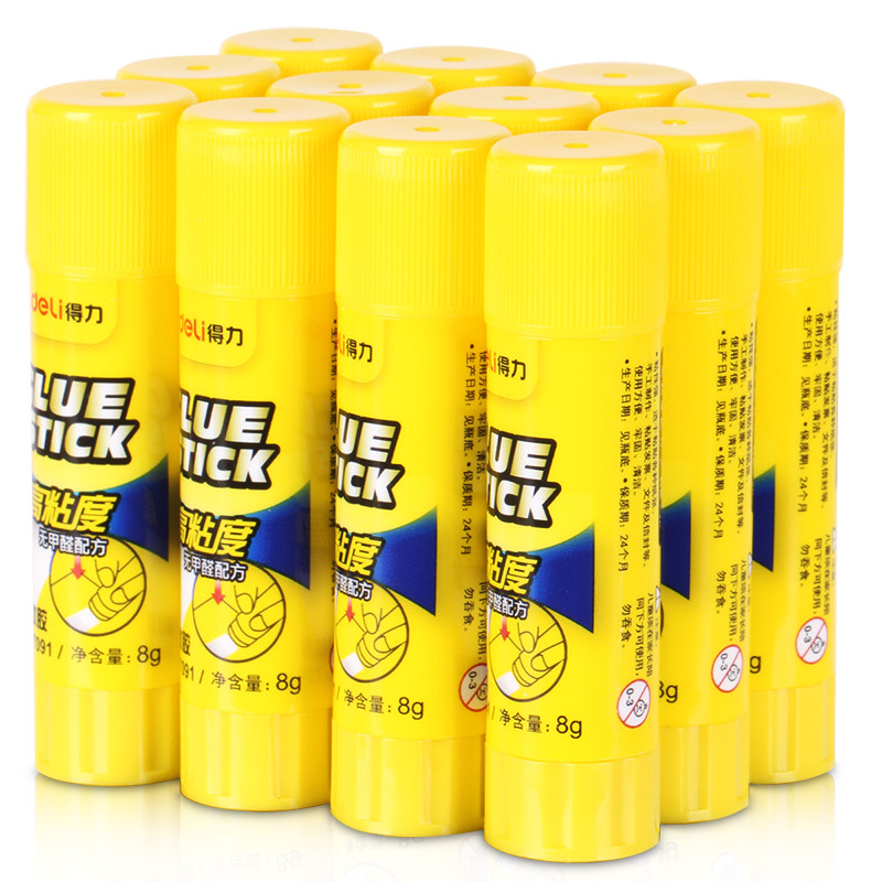 Deli 7091 small solid adhesive good PVP 8g white formaldehyde-free formula glue stick plus 12