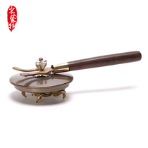 Iron cover fork pot lid Fork Black sandalwood handmade thickened iron pot copper fork cast iron pot fork tea ceremony spare parts