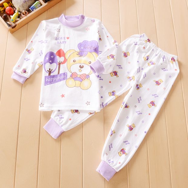 Quần áo trẻ em đồ lót trẻ em thiết lập phim hoạt hình mùa xuân và mùa thu bé gái đồ ngủ trẻ sơ sinh mùa thu quần phù hợp đồ bộ cho bé gái