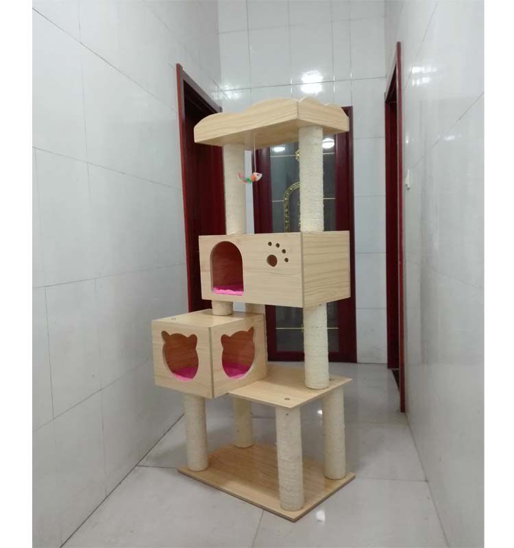 Large Cat Climbing Wooden Cat Nest National Multi-Province Solid Wood Cat Shelf Cat Jumping Tai Cat Tree Pet Kitty Toy
