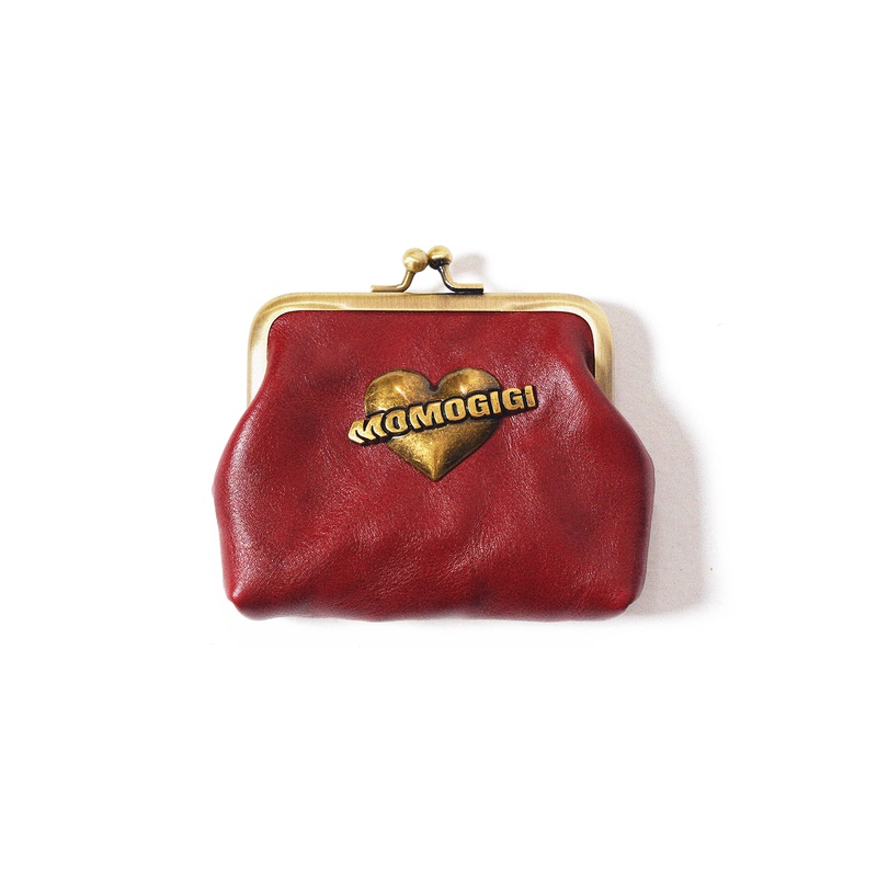 Momogigi “Apple Pie” Original Design Retro Top-Grain Vegetable-Tanned Leather Clasp Bag Card Holder Coin Purse
