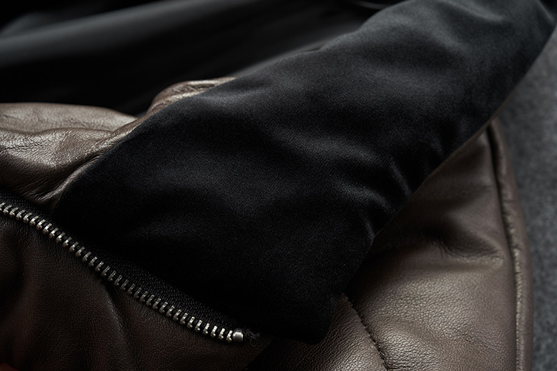 Удерживающая тепло куртка с пухом, Италия, из натуральной кожи, облегающий крой, увеличенная толщина 