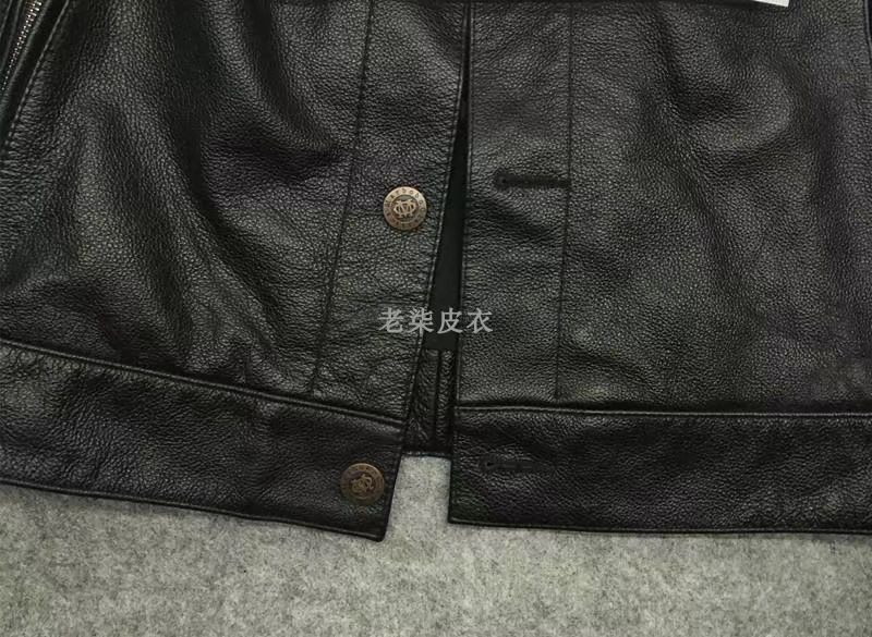 Hàn Quốc nhập khẩu da mềm mỏng nam da lộn da nam da bò denim da áo ấm nam