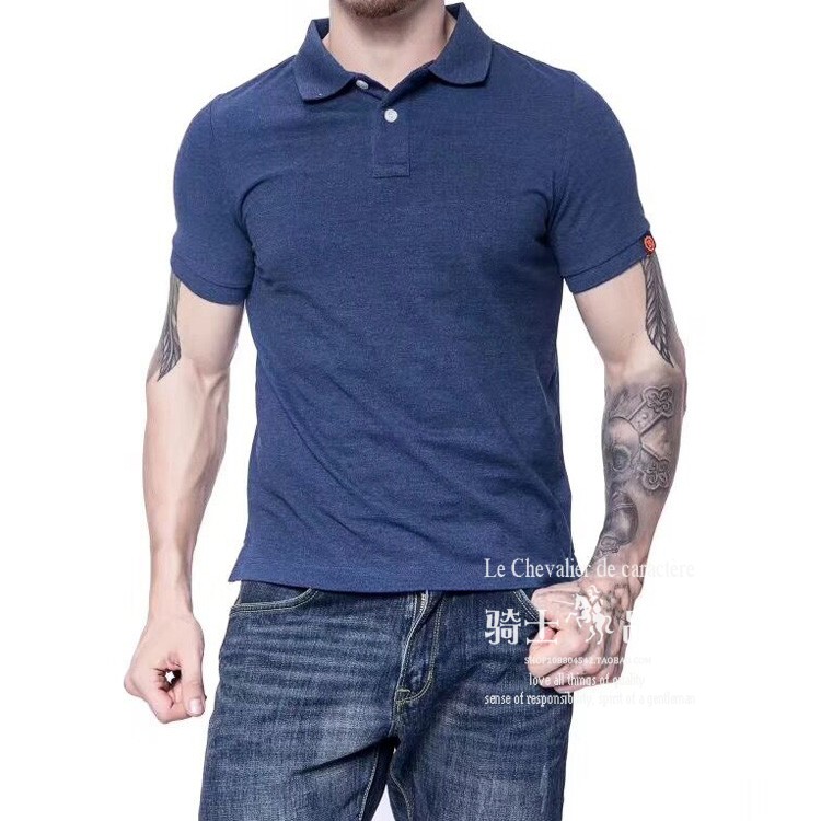 Rắn màu ngắn tay polo áo sơ mi nam Mỹ thường nền tảng ngọc trai lưới cotton mùa hè mỏng 26