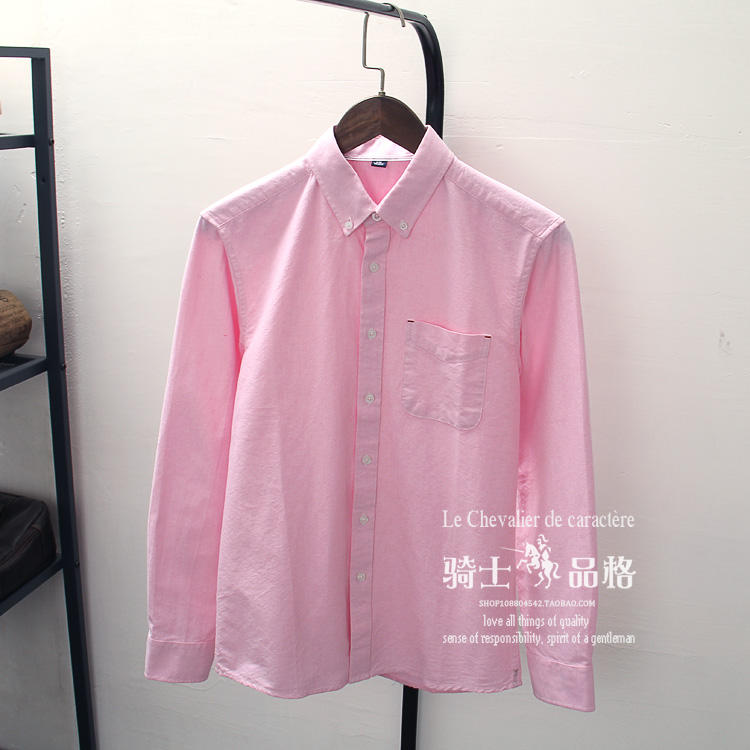 Yu Wenle cotton trắng áo sơ mi nam vải cotton màu xám cơ sở màu xám oxford tay áo dài áo sơ mi nam màu vàng