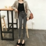 Thời trang nữ phiên bản Hàn Quốc cao sang trọng eo thon skinny jeans thời trang quần thô cạnh quần bút chì thủy triều quần jeans nữ