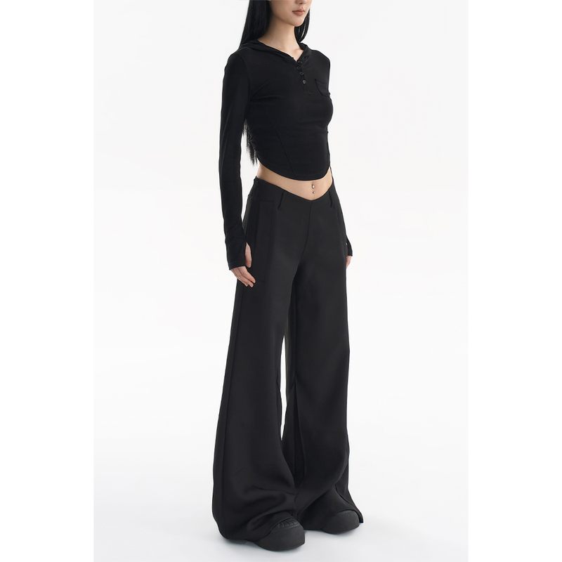 Fashionable Low-Waist Drape Suit-Style Casual Pants for Women, Autumn 2025 New Style, Sexy Slimming Flared Floor-Length Trousers