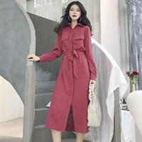 Đầu mùa thu mới side khe thiết kế áo dài váy triều Hàn Quốc phiên bản của eo tính khí slim dress nữ váy babydoll