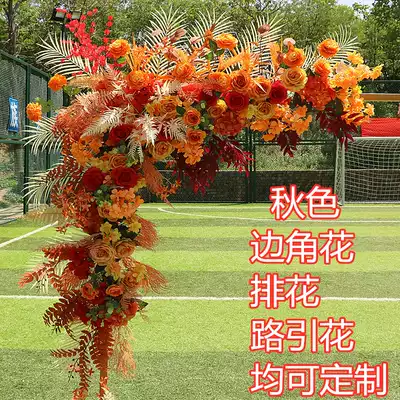 New wedding props road leading flower wedding triangle flower hanging flower bag corner flower screen decoration arch background floral art