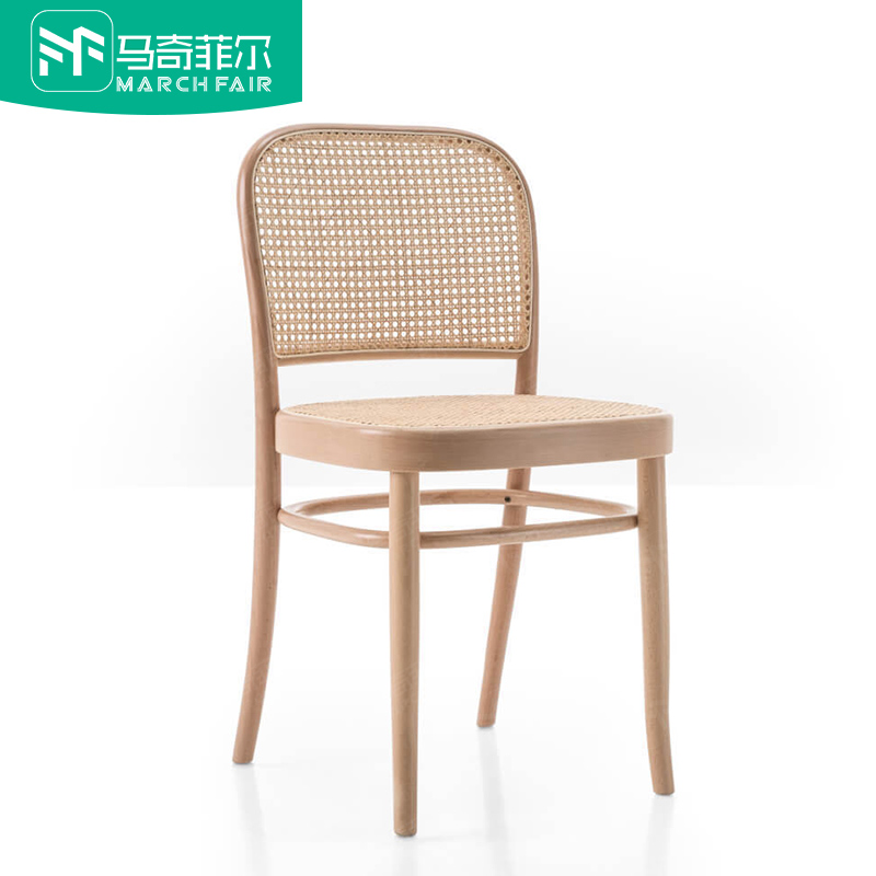 Marchfield Nordic solid wood dining chair home back chair thonet rattan leisure coffee chair homestay dining room chair