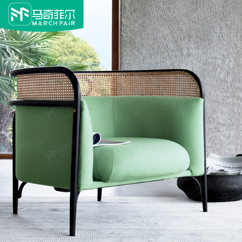 Marchfield rattan sofa combination living room real rattan leather art sofa small apartment rattan rattan Nordic three-person sofa - Taobao