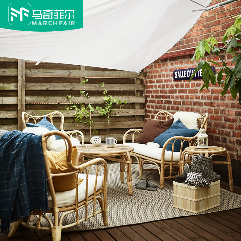 Marchfield Rattan Sofa Combination Living Room Nordic Sofa Modern Double B&B Rattan Chair Sofa Ins Style - Taobao