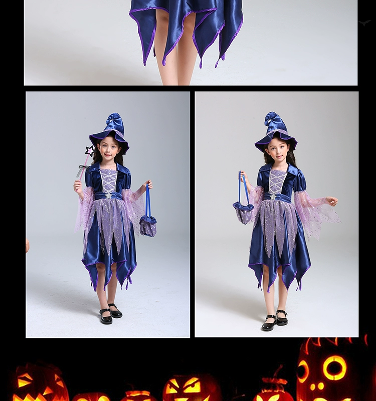 trang phục haloween Halloween Trẻ Em Phù Thủy Hóa Hiệu Suất Đầm Tiệc Hóa Trang Phù Thủy Ma Cà Rồng Trang Phục ý tưởng halloween