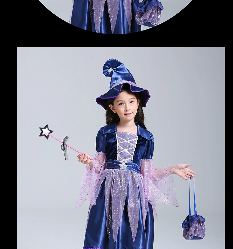 trang phục haloween Halloween Trẻ Em Phù Thủy Hóa Hiệu Suất Đầm Tiệc Hóa Trang Phù Thủy Ma Cà Rồng Trang Phục ý tưởng halloween