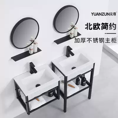 Small apartment washbasin powder room washbasin cabinet one-piece combination floor-standing Nordic light luxury surface pool washbasin cabinet