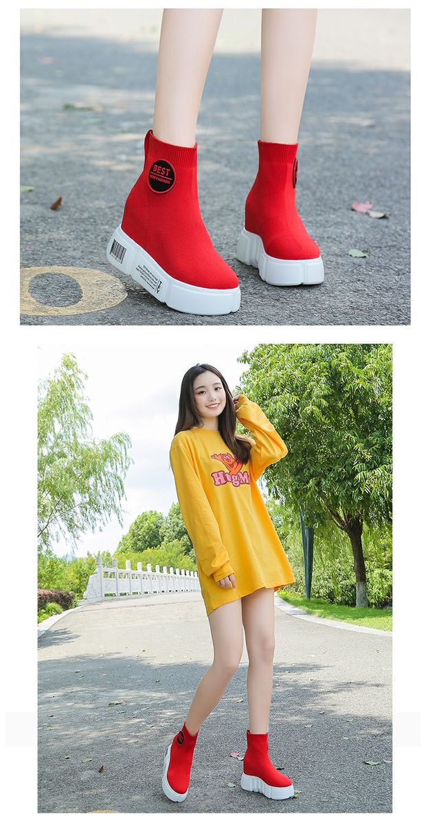 Giày đế bệt đế dày, co giãn cao, tất cao cổ nữ 2018 mùa thu mới giày thể thao nữ chính hãng