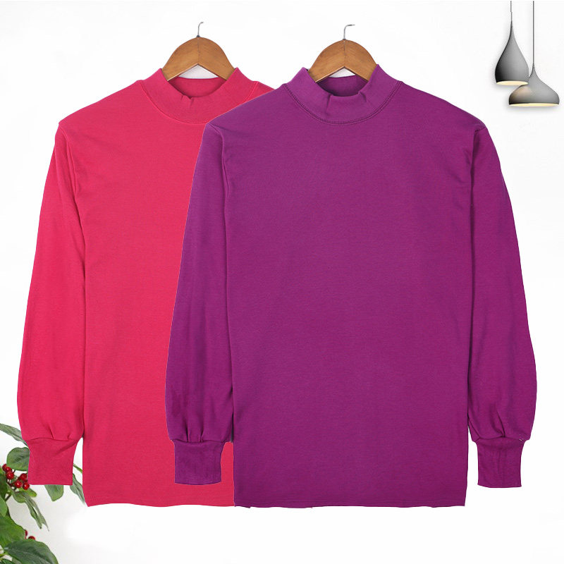 Women's mid-neck cotton single-piece tops mid-high collar middle-aged and elderly autumn clothes shirts elderly bottoming cotton sweaters underwear