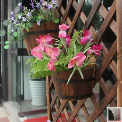 Anti-corrosion wooden carbonization carbonization fire wall-mounted semicircular flower barrel Flower bottle flower box Flower box Seed flower seed cauliflower pot flower bucket