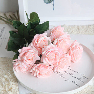 Hand feel moisturizing rose flower simulation flower fake flower living-room furnishing room decoration flowers dried flower bouquet flower art pendulum piece