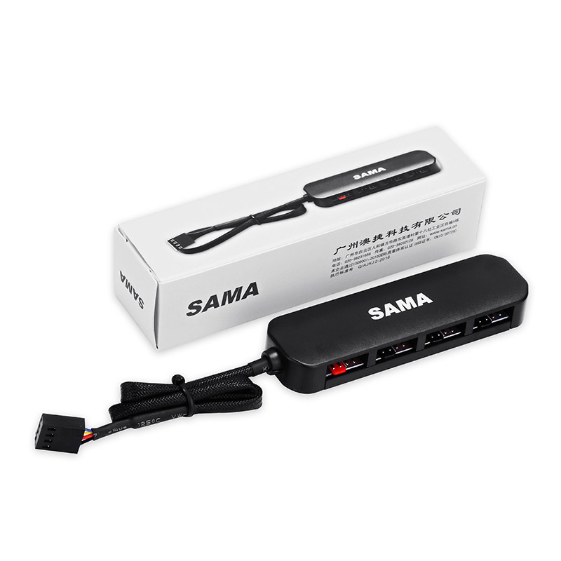 Xianma PWM fan hub one drag four plug and play intelligent speed regulation compatible with 4PIN 3PIN interface RGB