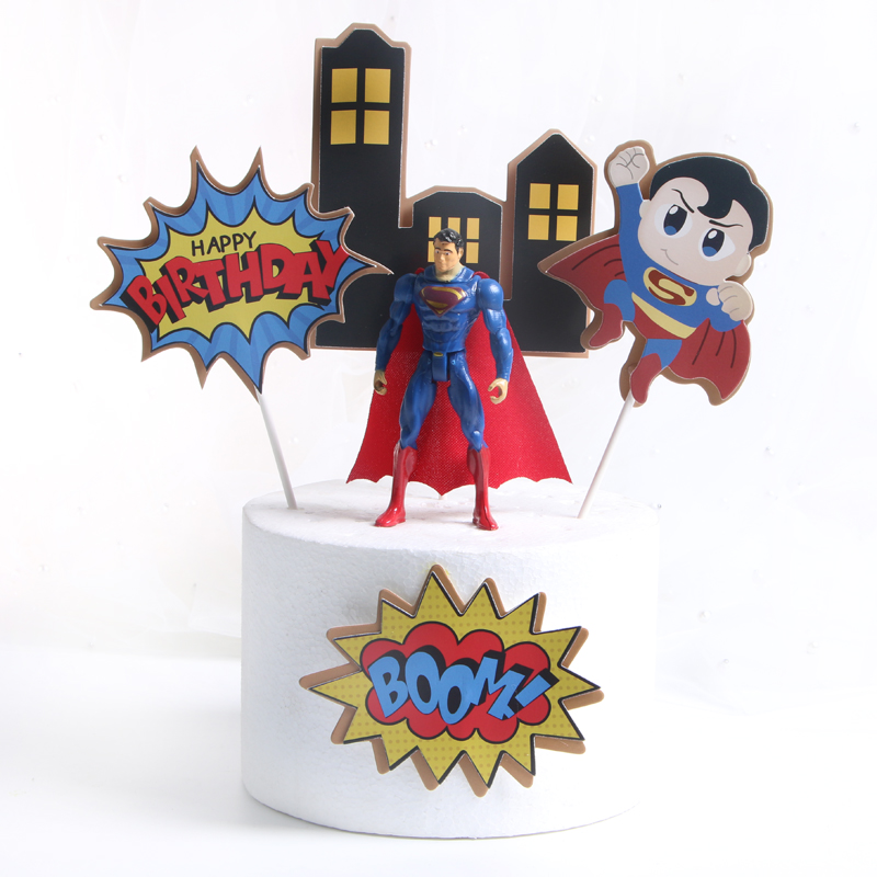 Baking cake decoration decoration superman hero boy baby children birthday party cake decoration decoration toys
