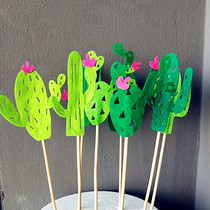 Cake Decoration Cactus Inserts Plugin Green Cactus Suit Party Sweet table dress with flag sign 8 branches