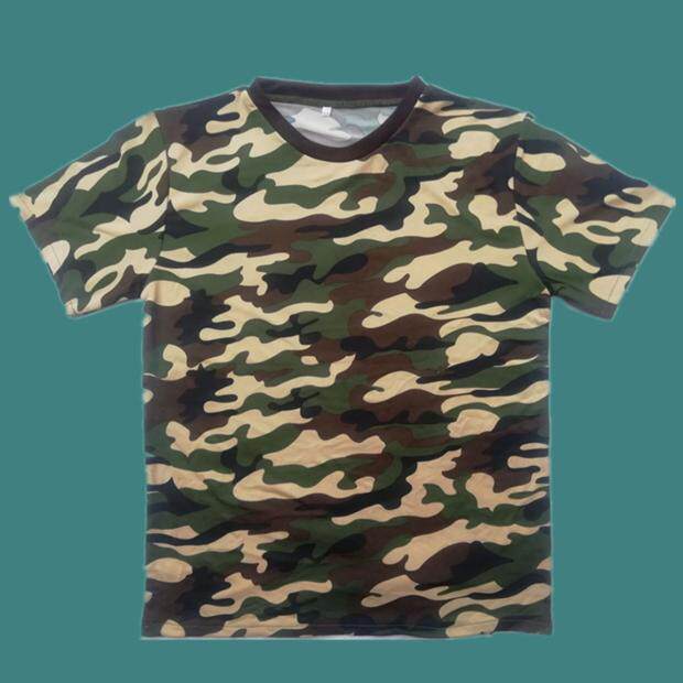 Children's camouflage training to military fans t-shirt short sleeve collar ice wire army training summer camp milk vest