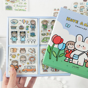 100 hand account stickers set cute characters hand account stickers decorative small patterns set of cartoon girl heart diy hand account book sticker material paper with small fresh and simple ins stickers stationery