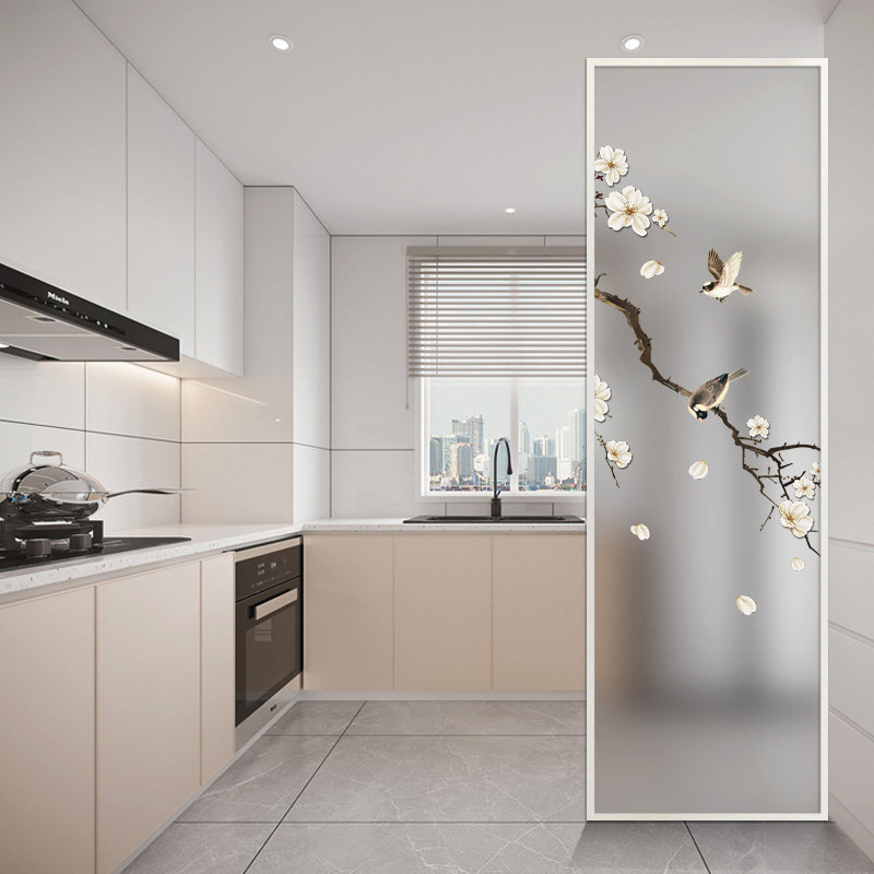 New Chinese Steel Chemical Art Glass Screen Partition Living Room Entrance Door Sheltering Xuan Guan Wash Terrace Kitchen Partition Wall