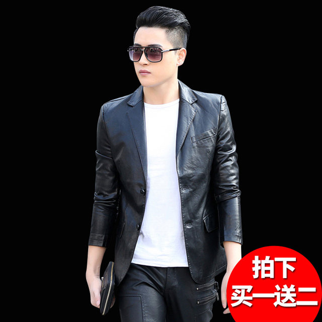 Haining Shippi Men's Slim Korean Edition Trends Handsome Motor Motor Motor Soft Campaign Piring Jacket Suit Jacket Autumn